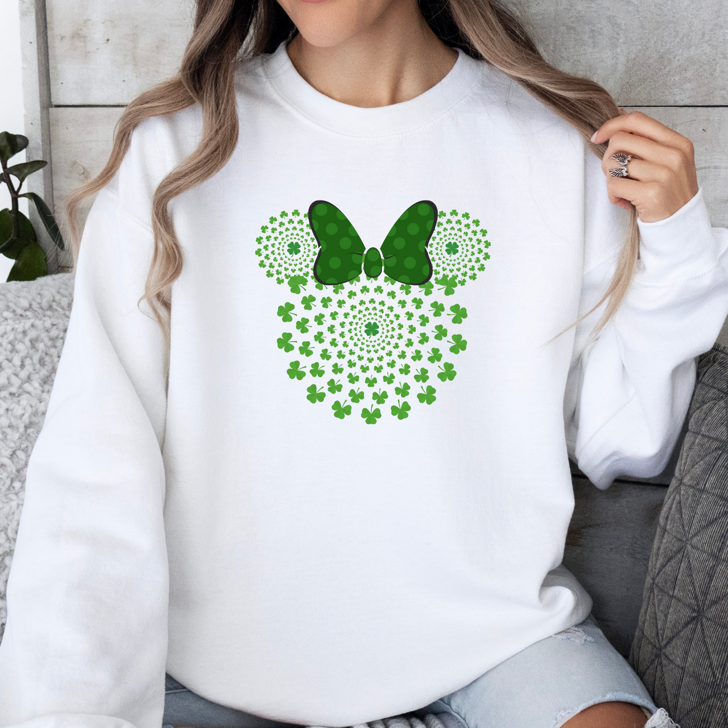 St. Patricks Day Minnie Mouse Crewneck - Adult Crewneck